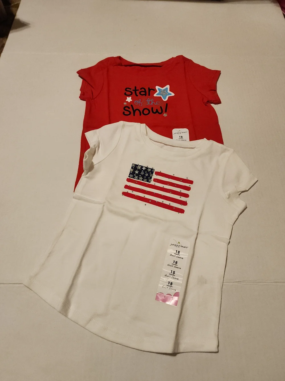 jumping beans Red & White Short Sleeve Tees with Star and Flag Prints - Picture 6 of 6